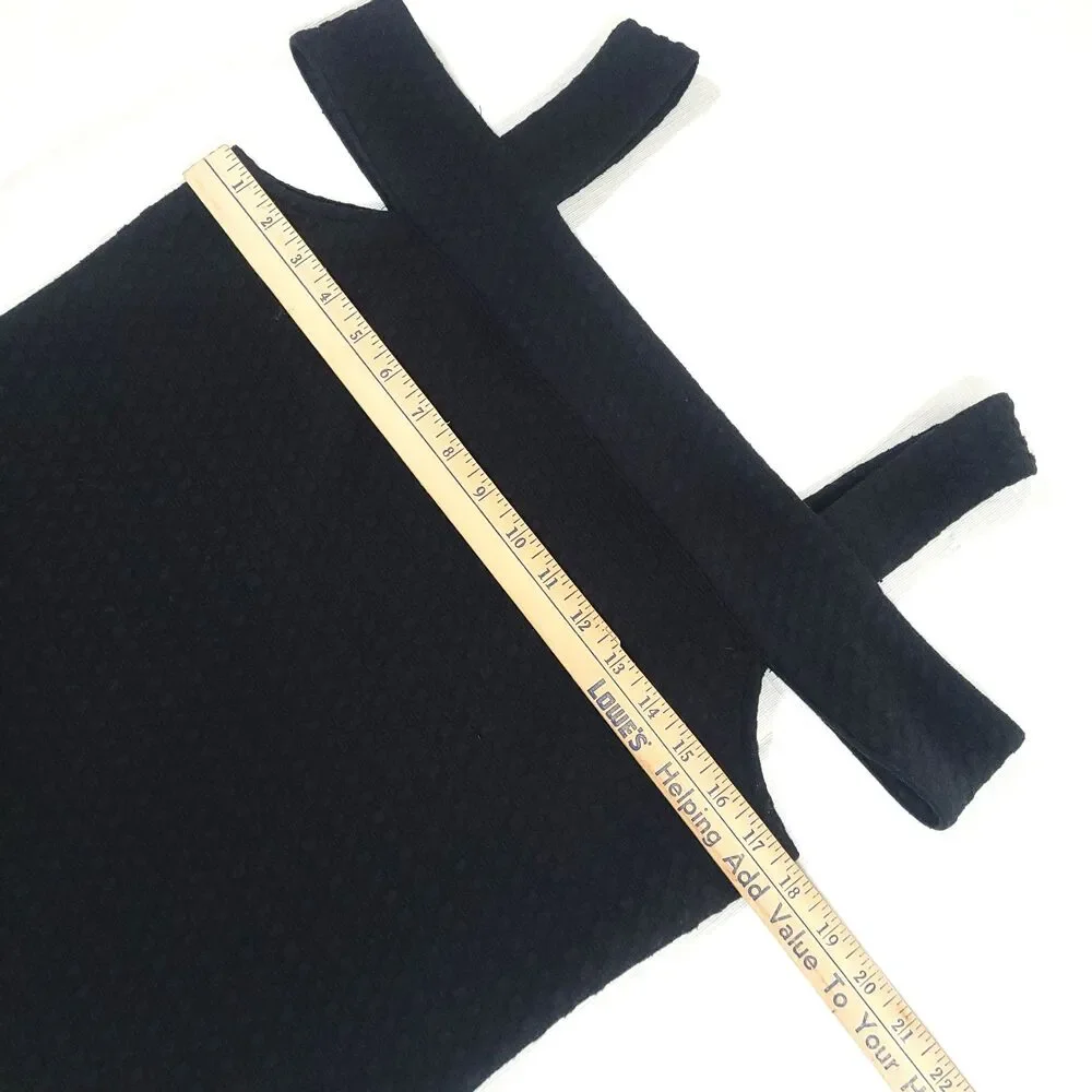 Textured Knit Square‎ Neck Michael Kors Top M Black Chunky Straps Career Goth